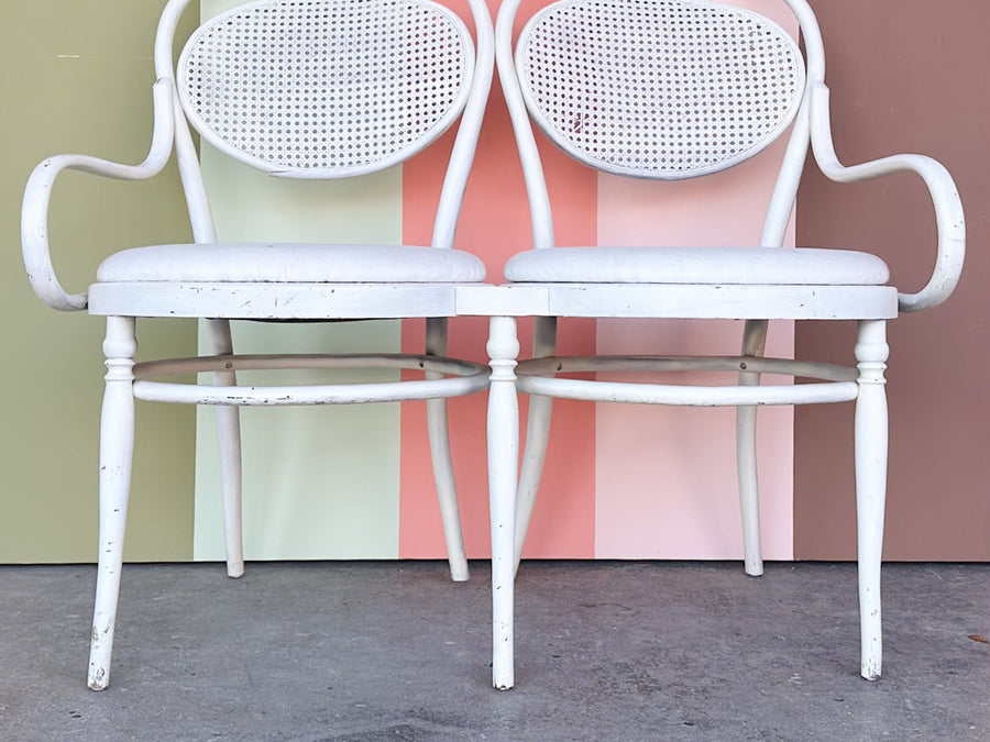 Rattan and Cane Sweetheart Bench