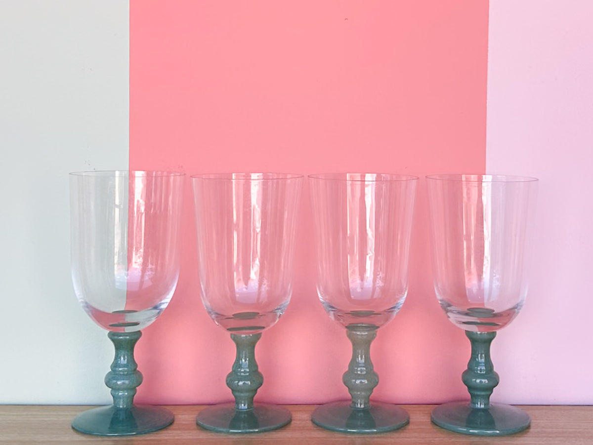 Set of Eight Seafoam Glassware