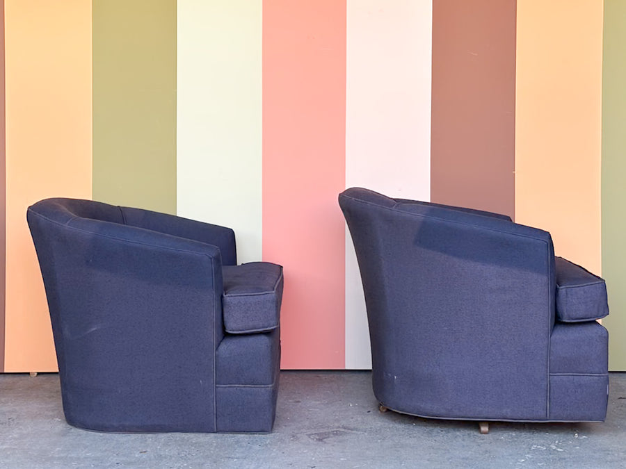 Pair of Cute Navy Upholstered Chairs