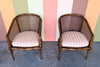 Pair of Handsome Faux Bamboo Cane Barrel Chairs