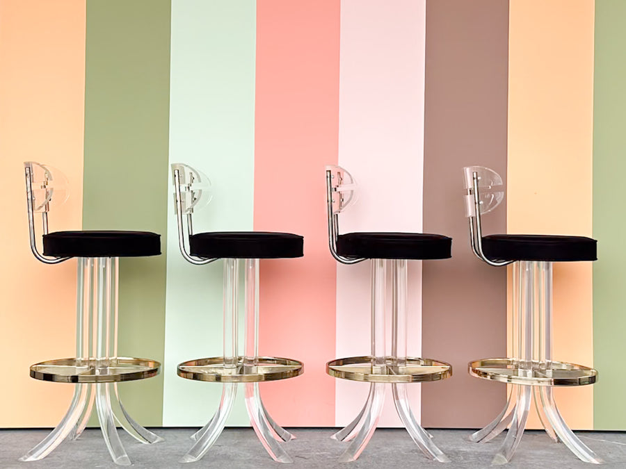 Set of Four Lucite Bar Stools