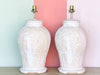Pair of Plaster Palm Leaf Lamps