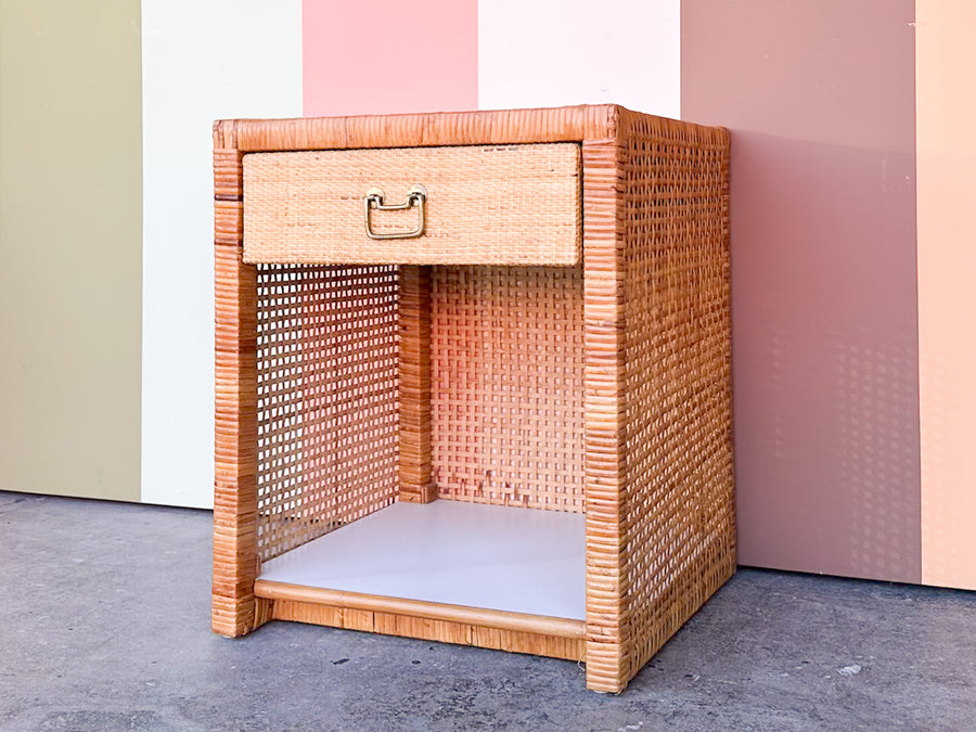 Coastal Cool Rattan and Laminate Nightstand