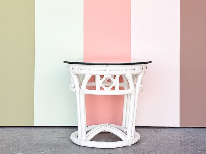 Palm Beach Chic Rattan Side Table