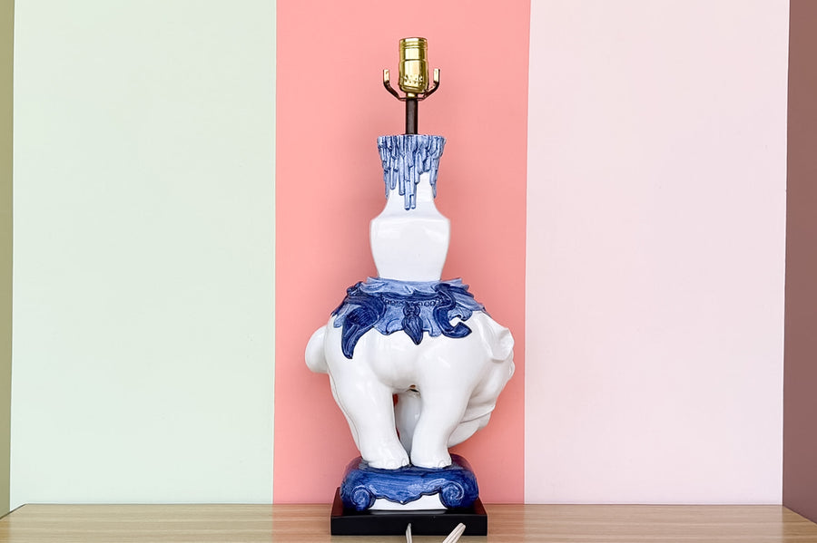 Blue and White Elephant Lamp