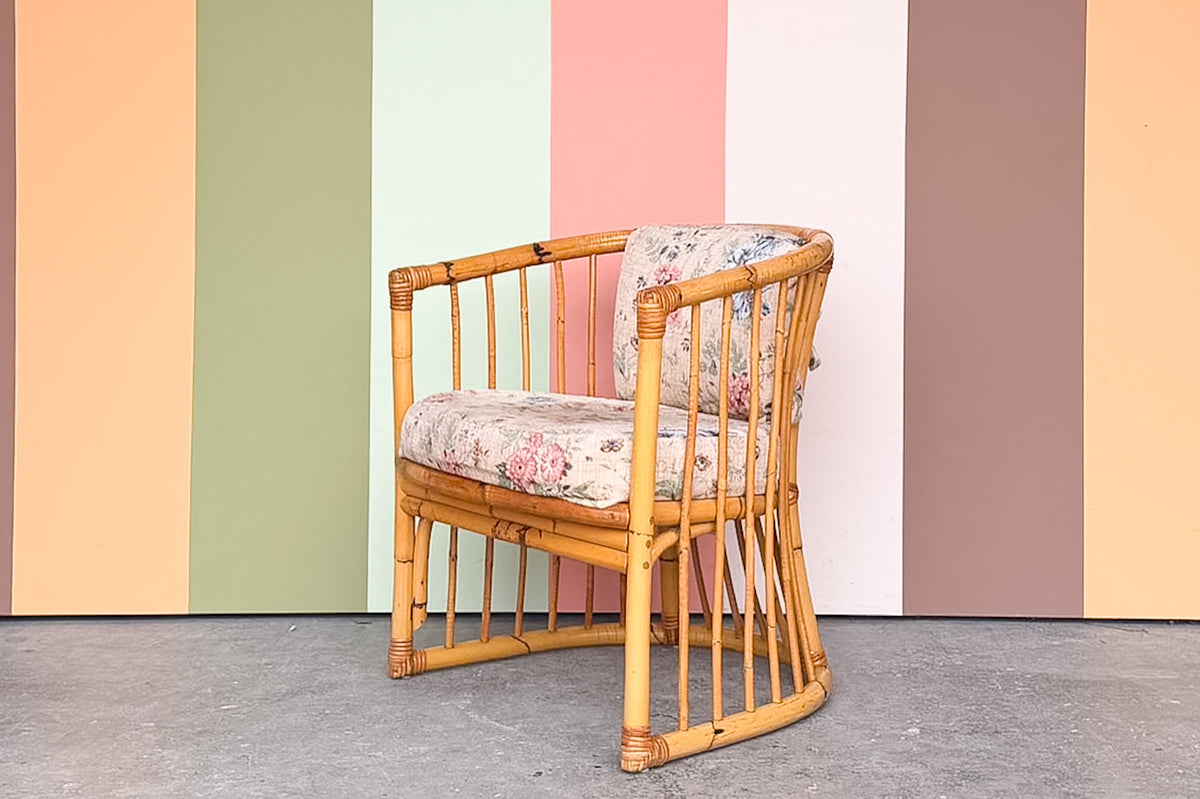 Old Florida Rattan Barrel Chair