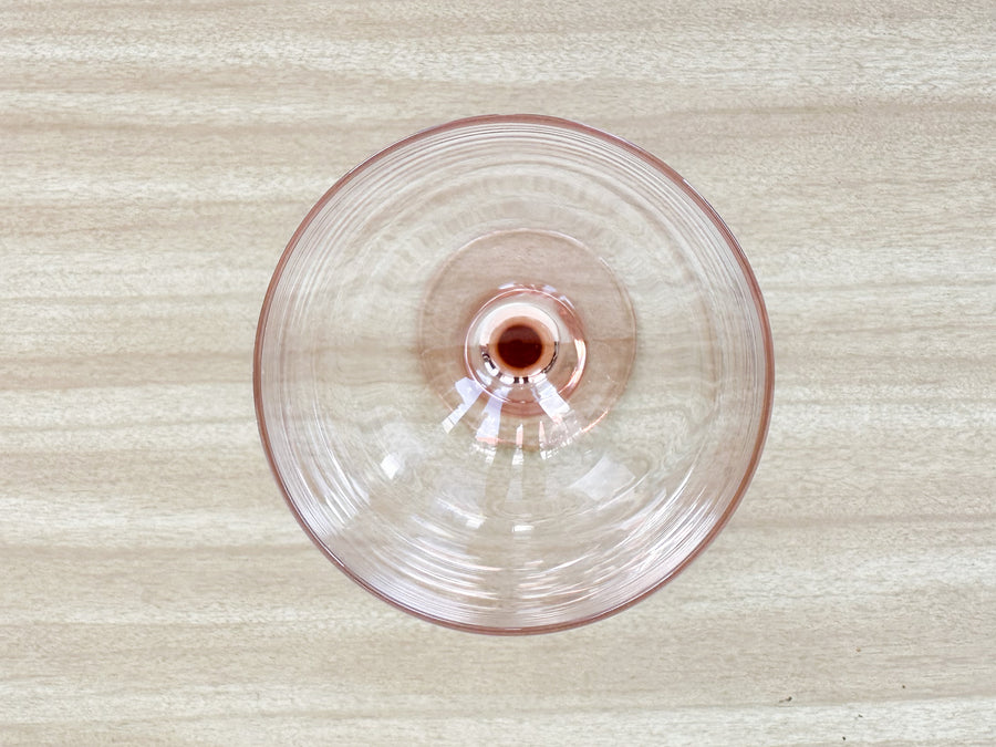 Set of Six Pink Stem Wine Glasses