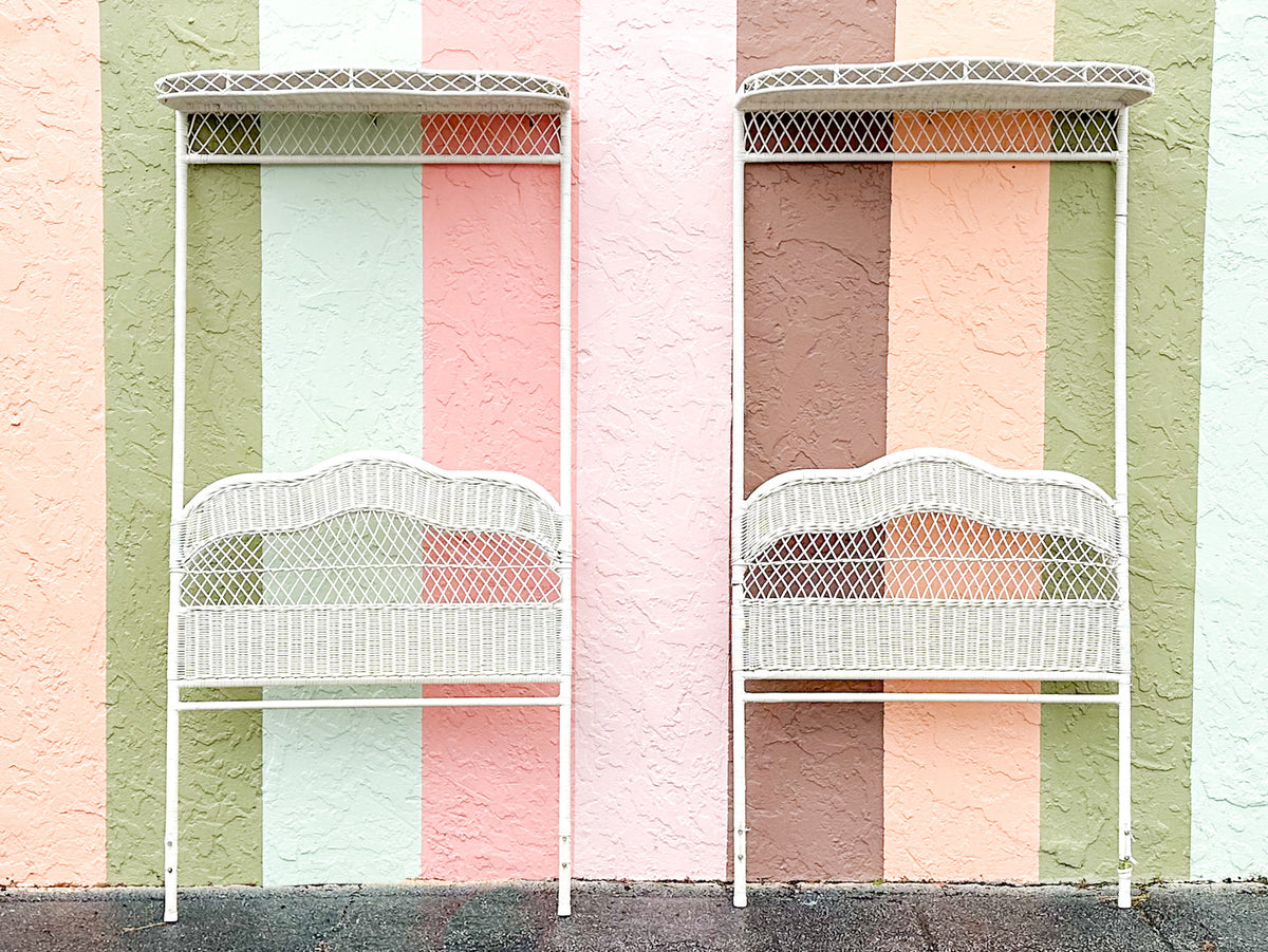 Pair of Wicker Chic Twin Canopy Headboards
