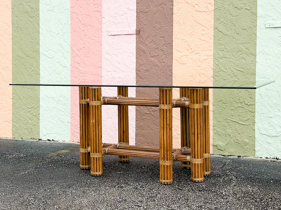 McGuire Style Rattan Dining Table