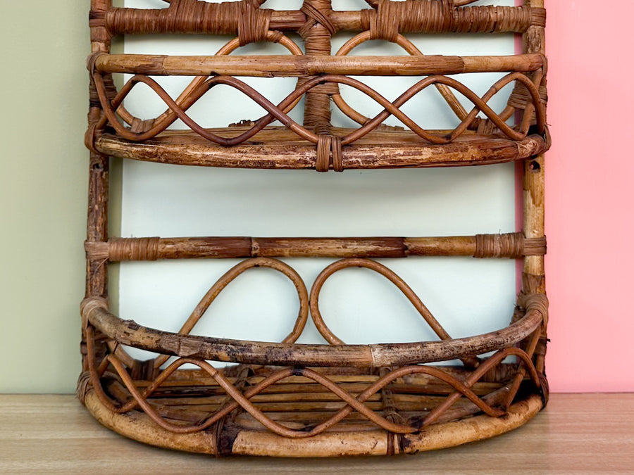 Whimsical Rattan Wall Shelf