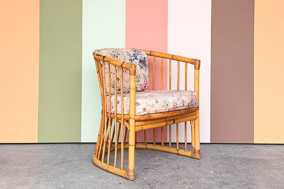 Old Florida Rattan Barrel Chair