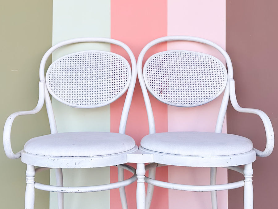 Rattan and Cane Sweetheart Bench