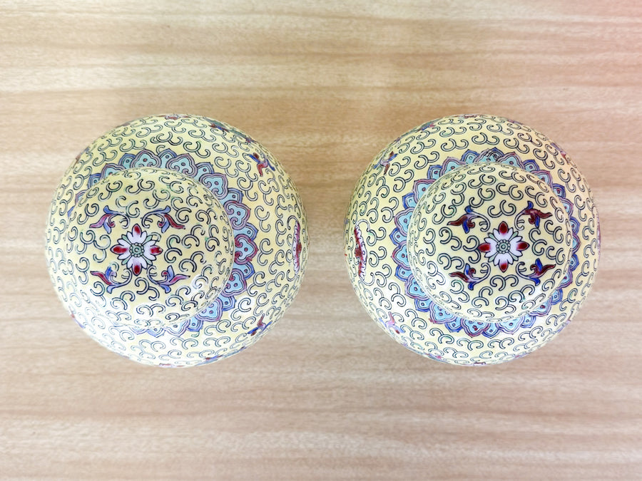 Pair of Petite Yellow Chinoiserie Ginger Jars