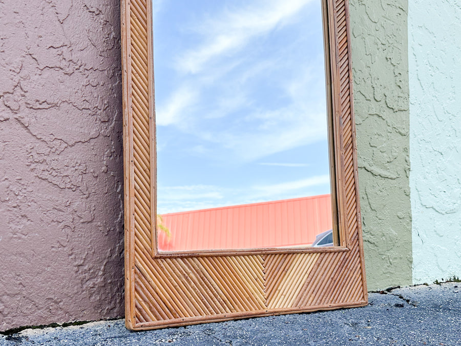 Cool Coastal Pencil Reed Rattan Mirror
