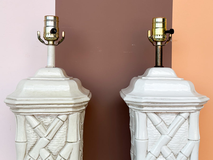 Pair of Faux Bamboo Lamps