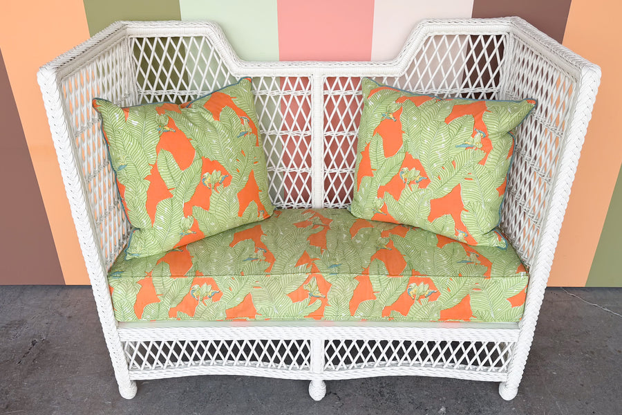 High Back Braided Rattan and Wicker Sette