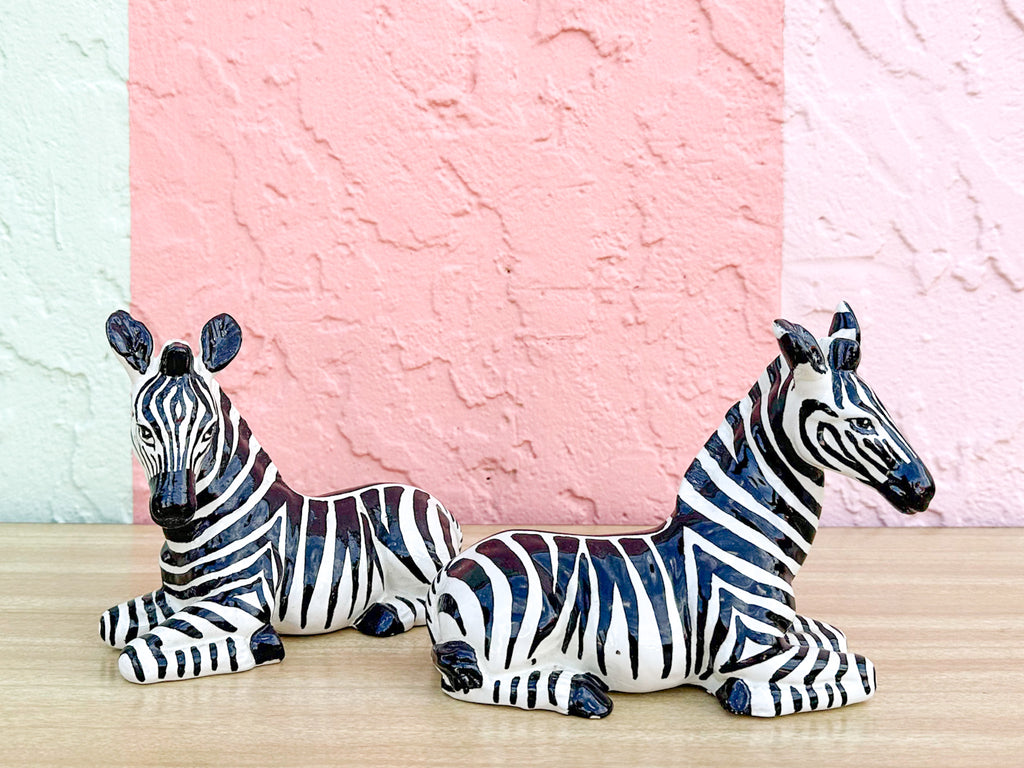 Pair of Petite Ceramic Italian Zebras