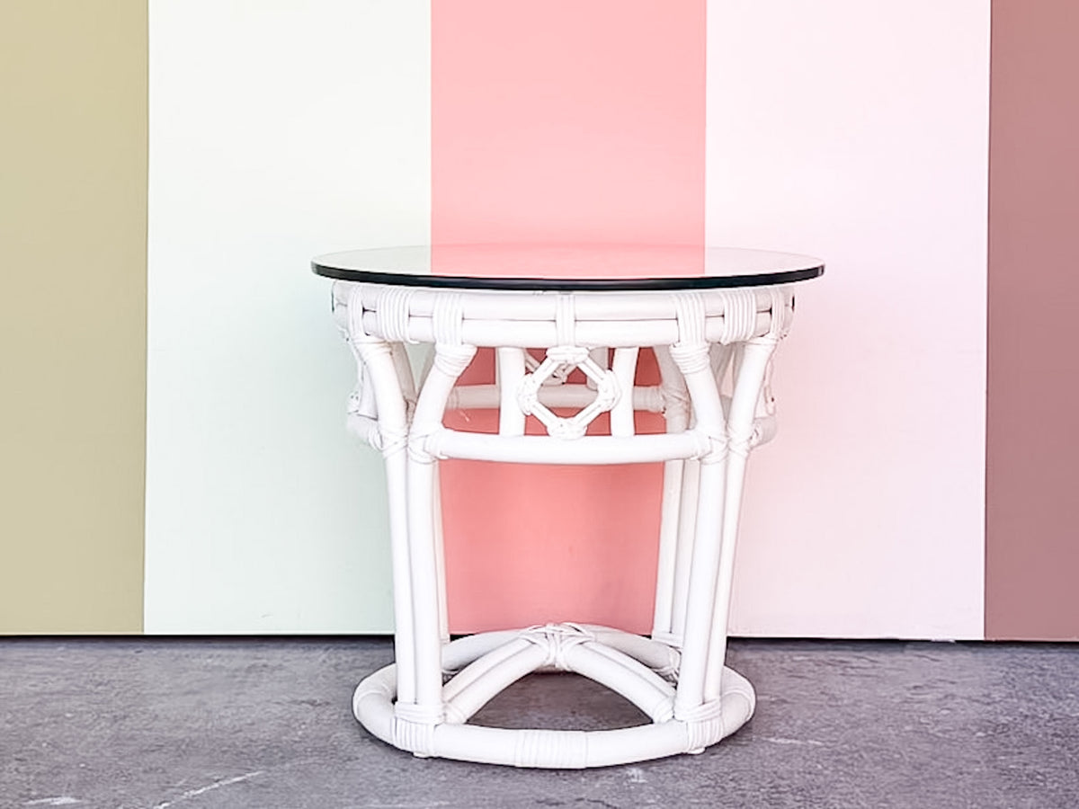 Palm Beach Chic Rattan Side Table