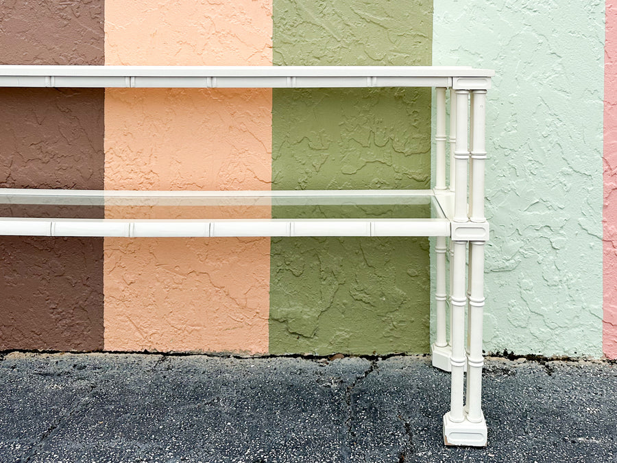 Tri Leg Faux Bamboo Console