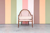 Upholstered Faux Bamboo Barrel Chair