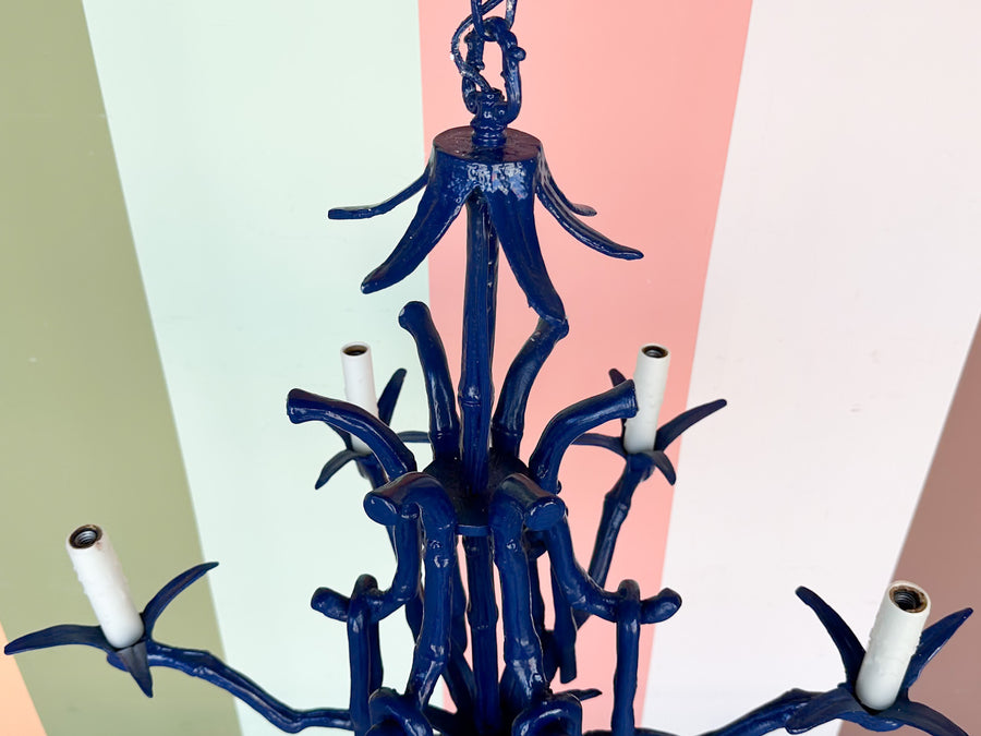 Navy Faux Bamboo Chandelier