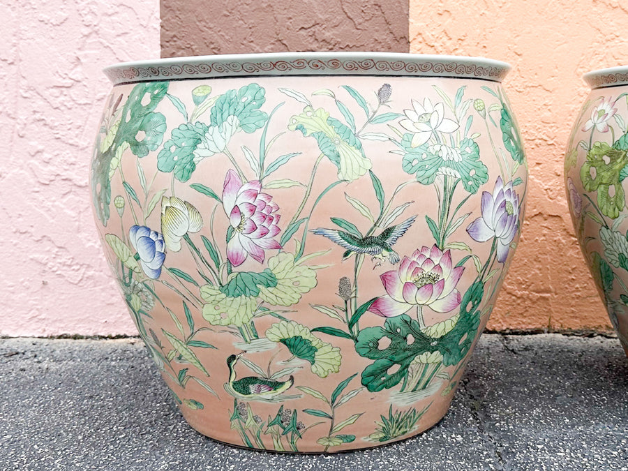 Pair of Large Lotus Cachepots