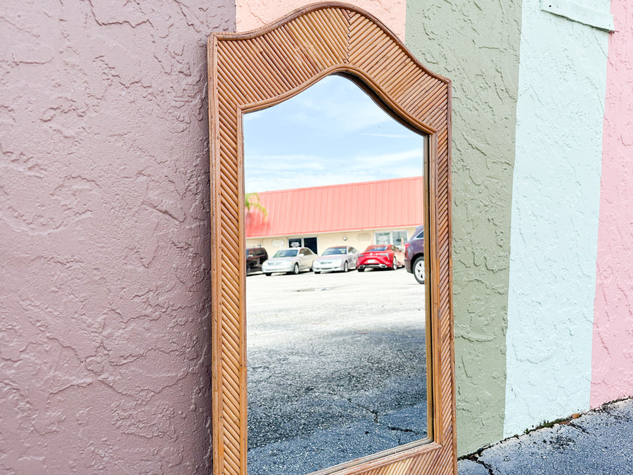 Cool Coastal Pencil Reed Rattan Mirror
