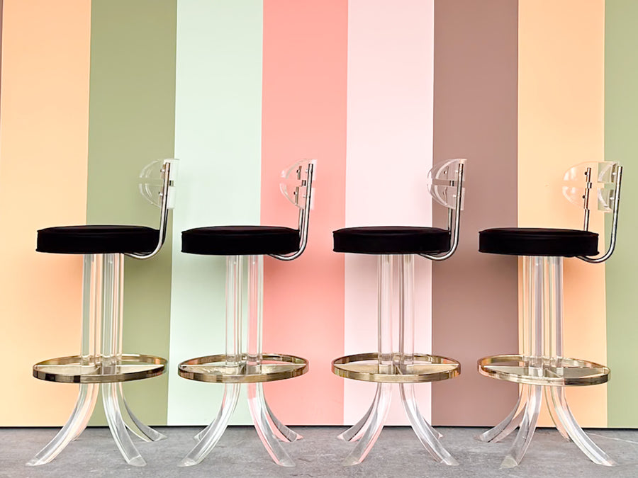 Set of Four Lucite Bar Stools