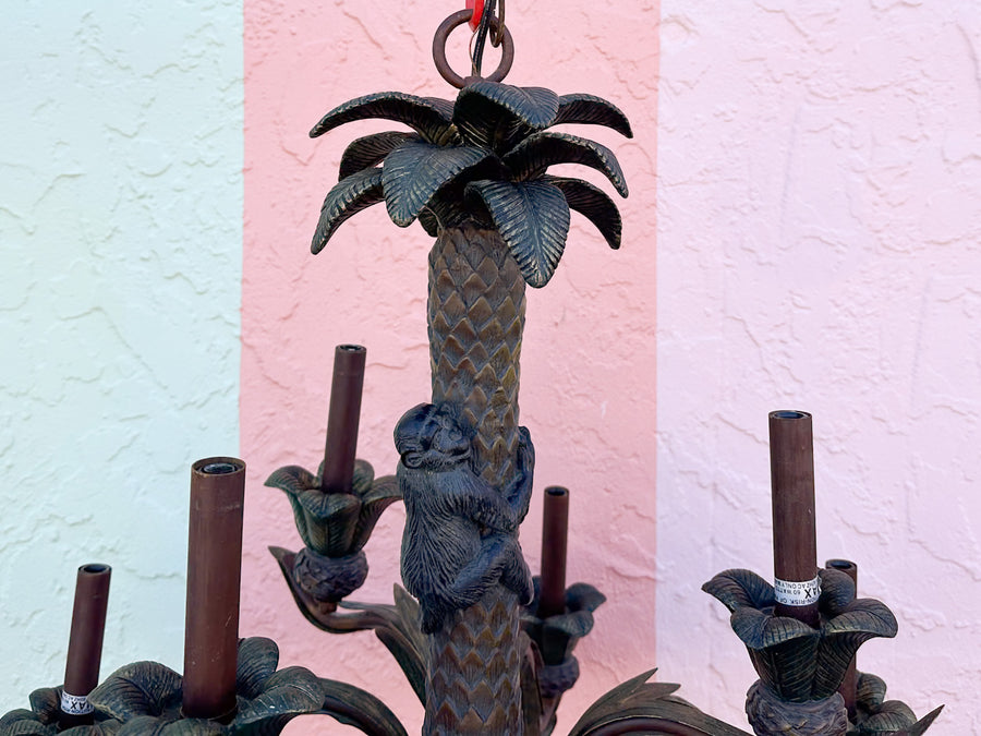 Whimsical Monkey Tole Chandelier