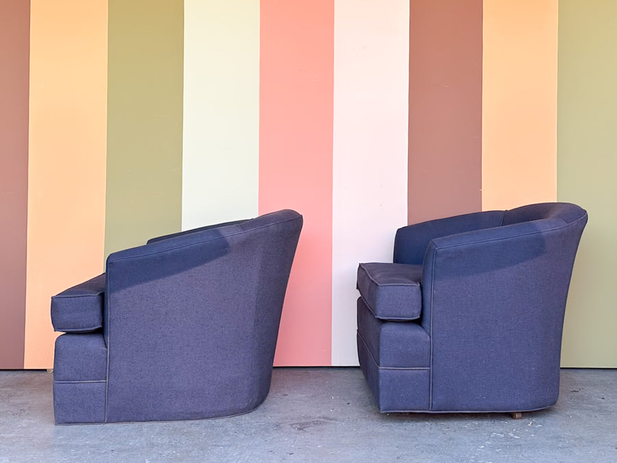 Pair of Cute Navy Upholstered Chairs