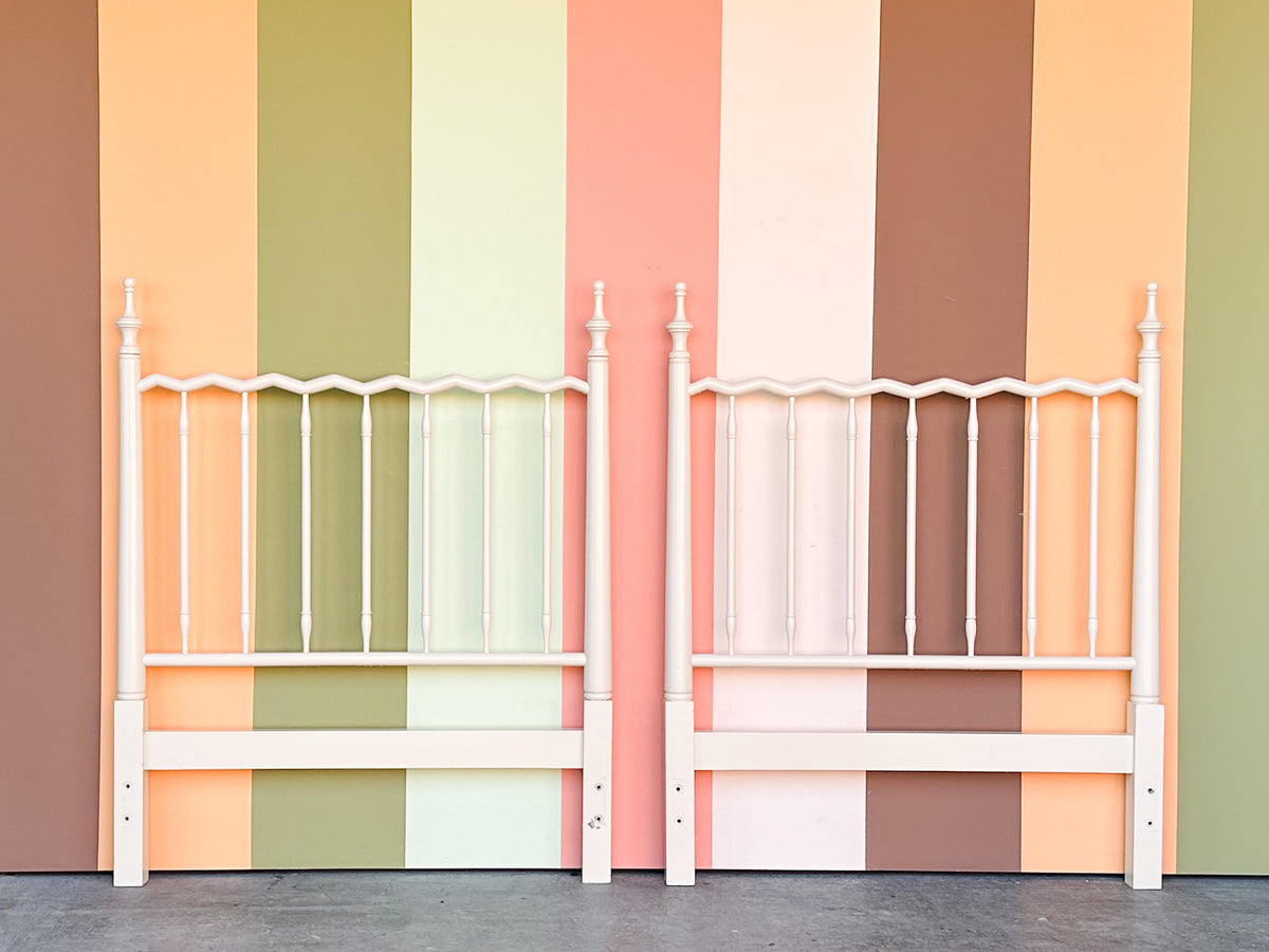 Pair of Whimsical Wood Twin Headboards