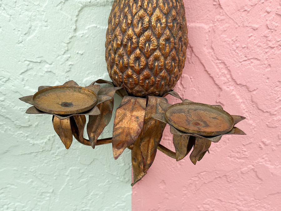 Pair of Brass Pineapple Wall Sconces