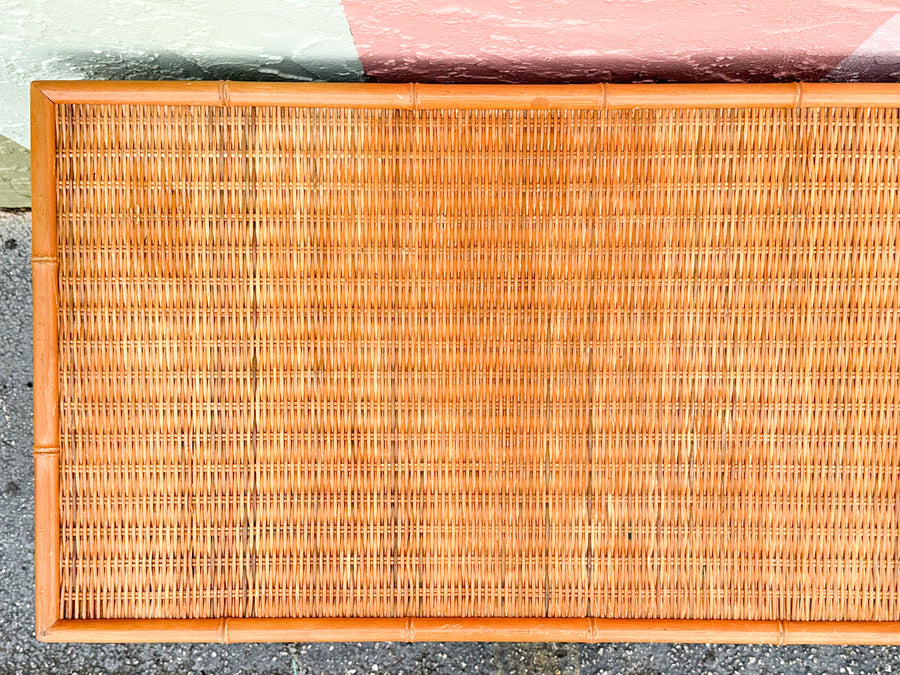 Rattan Wrapped Faux Bamboo Double Dresser