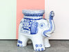 Petite Blue and White Elephant Garden Seat