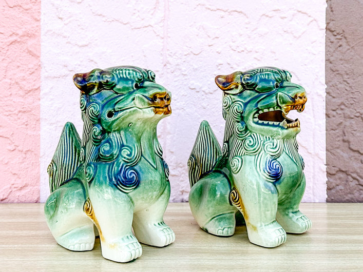 Pair of Green Foo Dogs