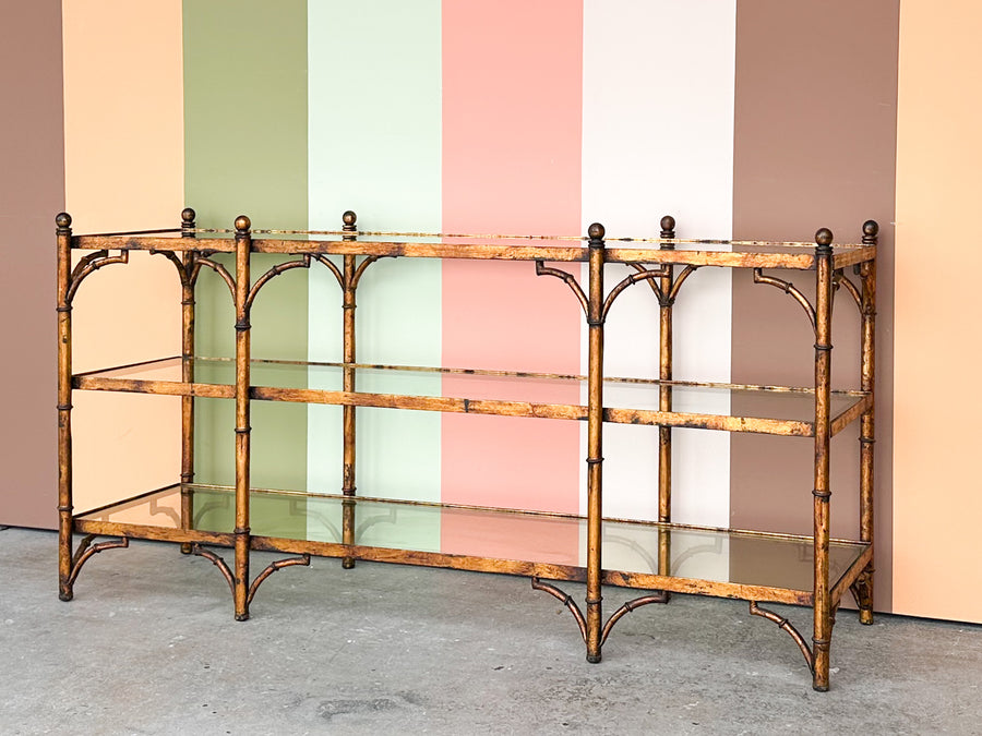 Regency Style Faux Bamboo Metal Console