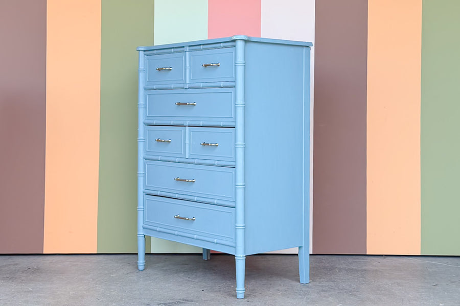 Painted Thomasville Faux Bamboo Tall Chest