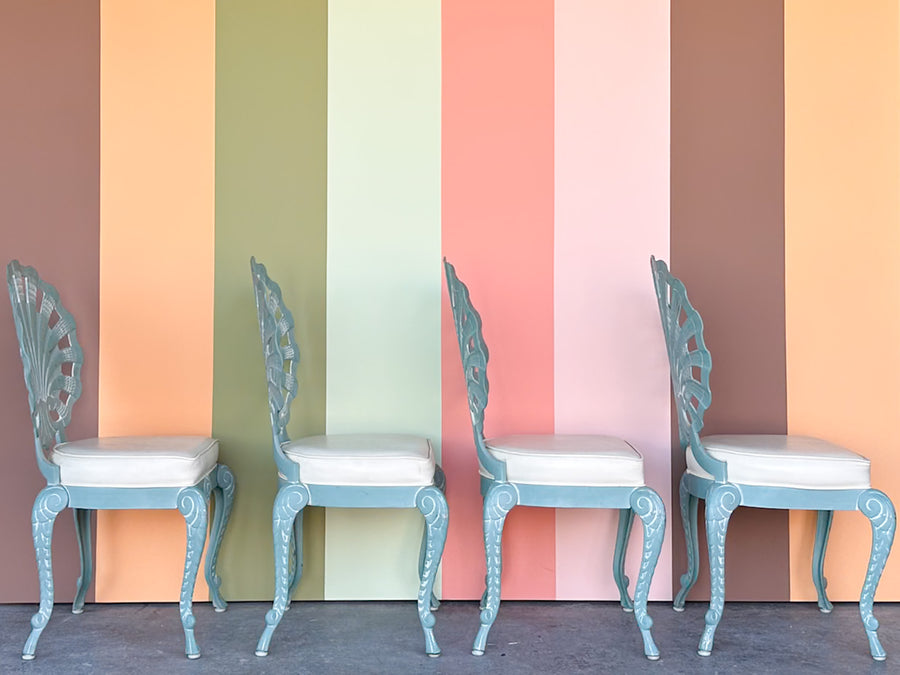 Palm Beach Chic Grotto Shell Back Outdoor Dining Set