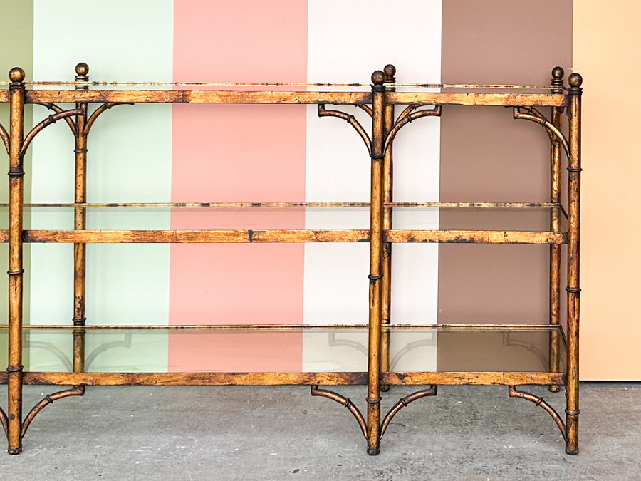 Regency Style Faux Bamboo Metal Console