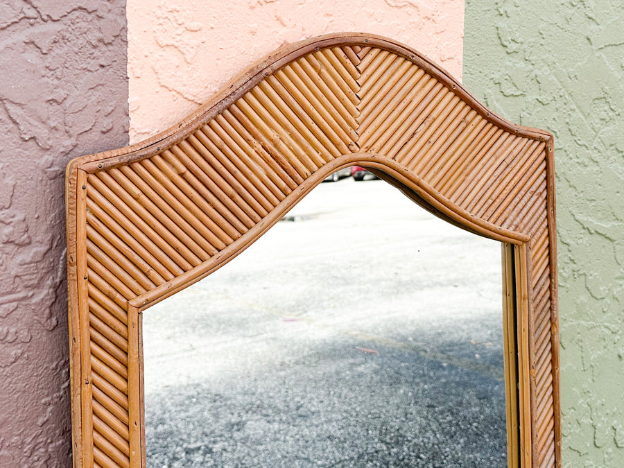 Cool Coastal Pencil Reed Rattan Mirror