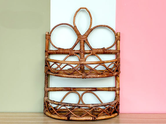 Whimsical Rattan Wall Shelf