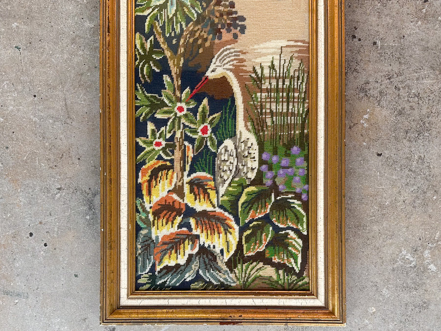 Old Florida Grey Heron Needlepoint Art