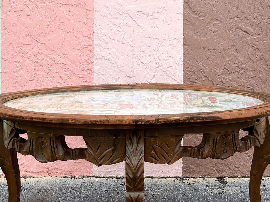 Moroccan Inspired Wood Carved Coffee Table
