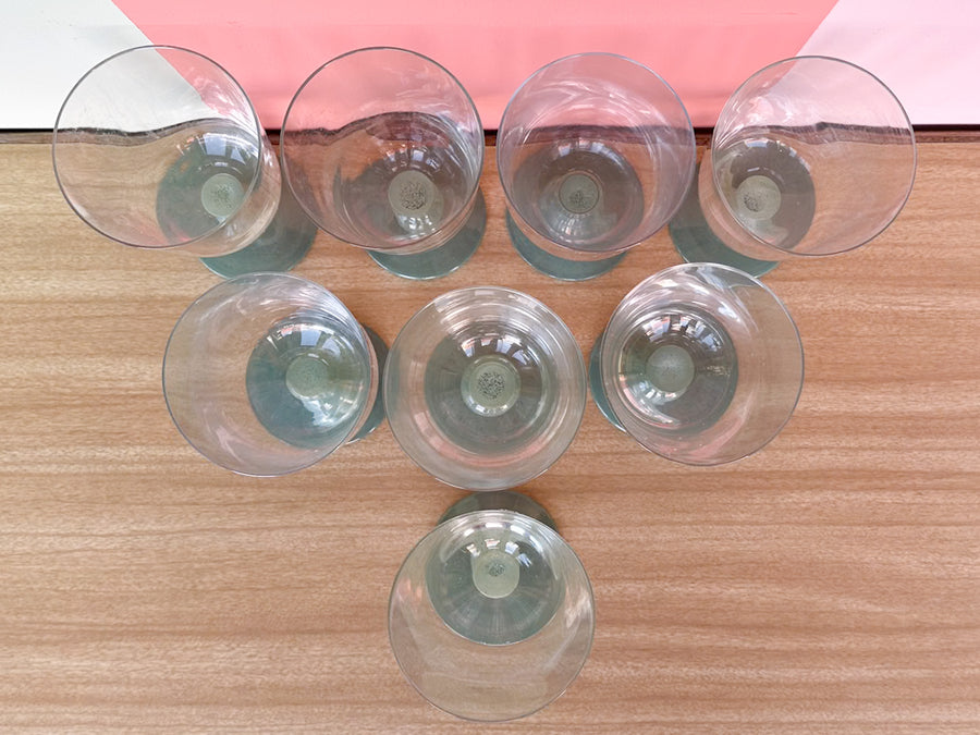 Set of Eight Seafoam Glassware