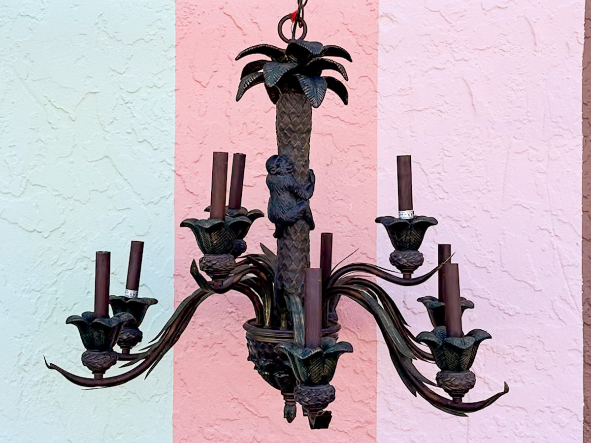 Whimsical Monkey Tole Chandelier