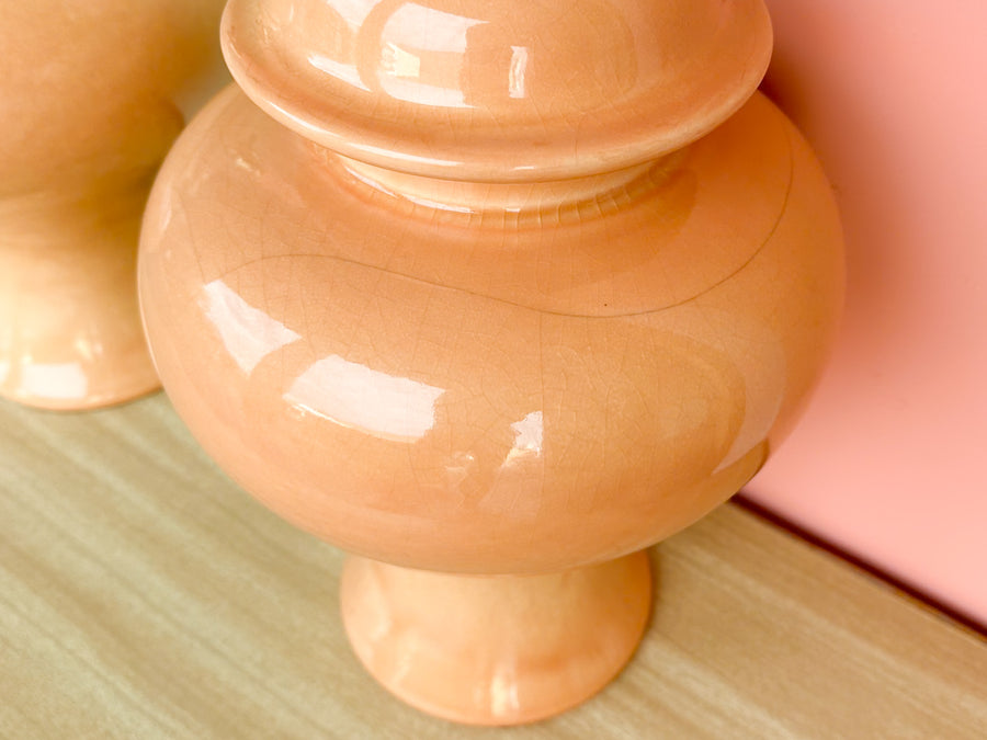 Pair of Peach Ginger Jar Lamps