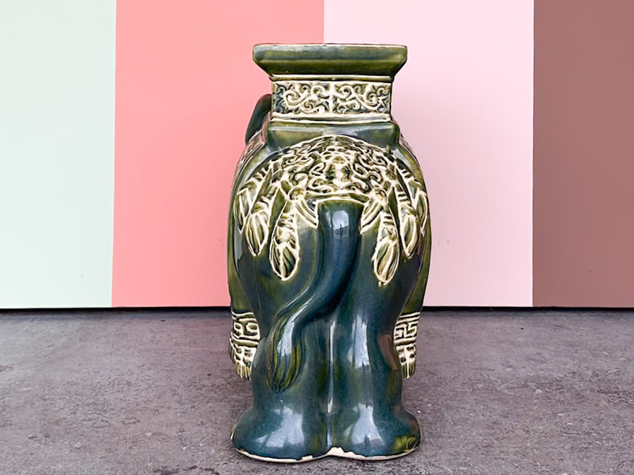 Juniper Green Trunks Up Ceramic Elephant