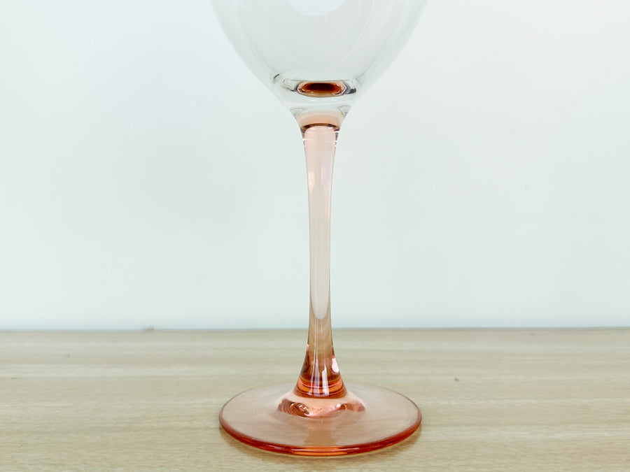 Set of Six Pink Stem Wine Glasses