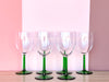 Set of Six French Green Wine Glassware