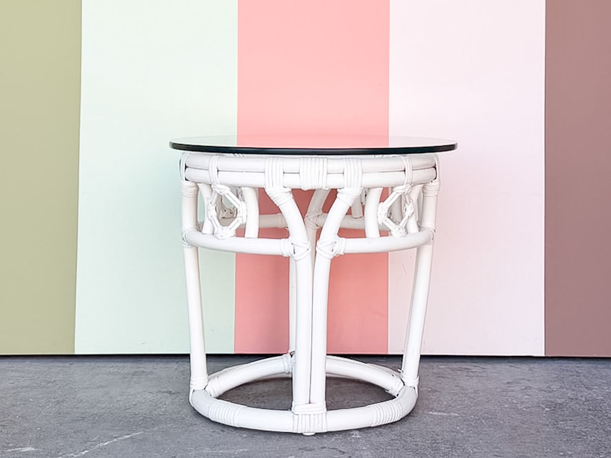Palm Beach Chic Rattan Side Table
